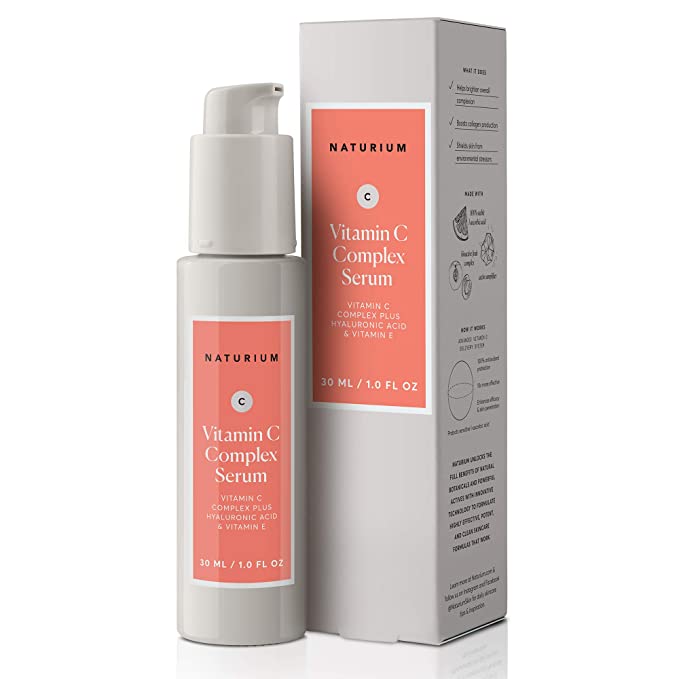 Naturium Vitamin C Complex Face Serum, Brightening & Anti-Aging Facial Treatment with Hyaluronic Acid & Vitamin E, 1 oz