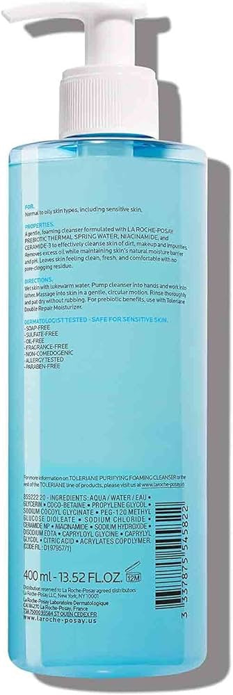 LA ROCHE POSAY TOLERIANE PURIFYING FOAMING FACIAL WASH 400 ml