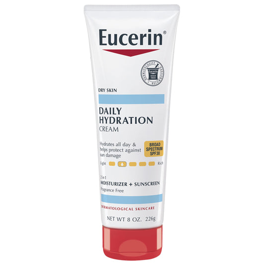 Eucerin Daily Hydration SPF 30 Sunscreen Body Cream for Dry Skin, 8 Oz Tube