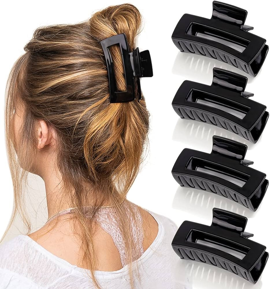 Black Hair Claw Clips Extra Large