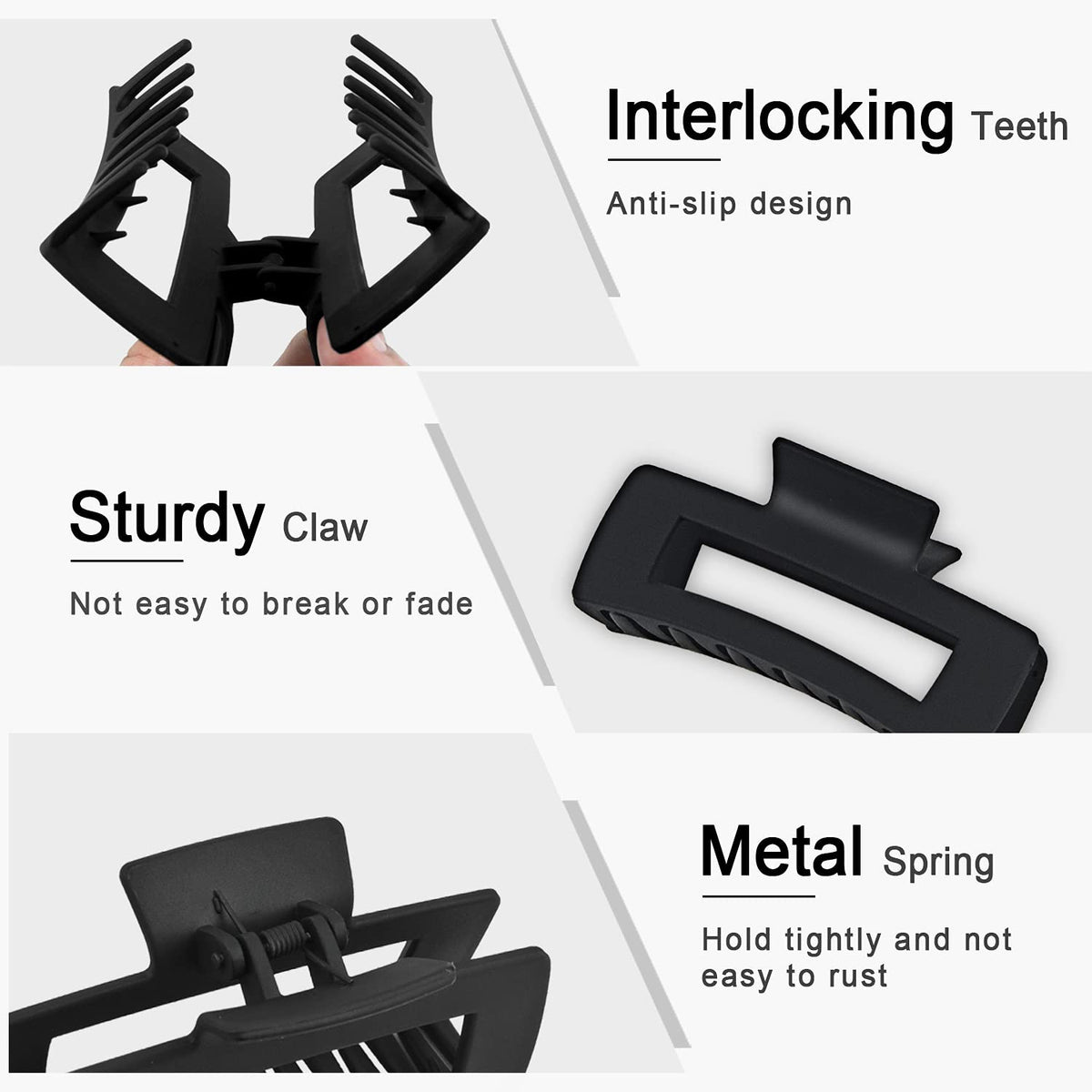 Black Hair Claw Clips Extra Large