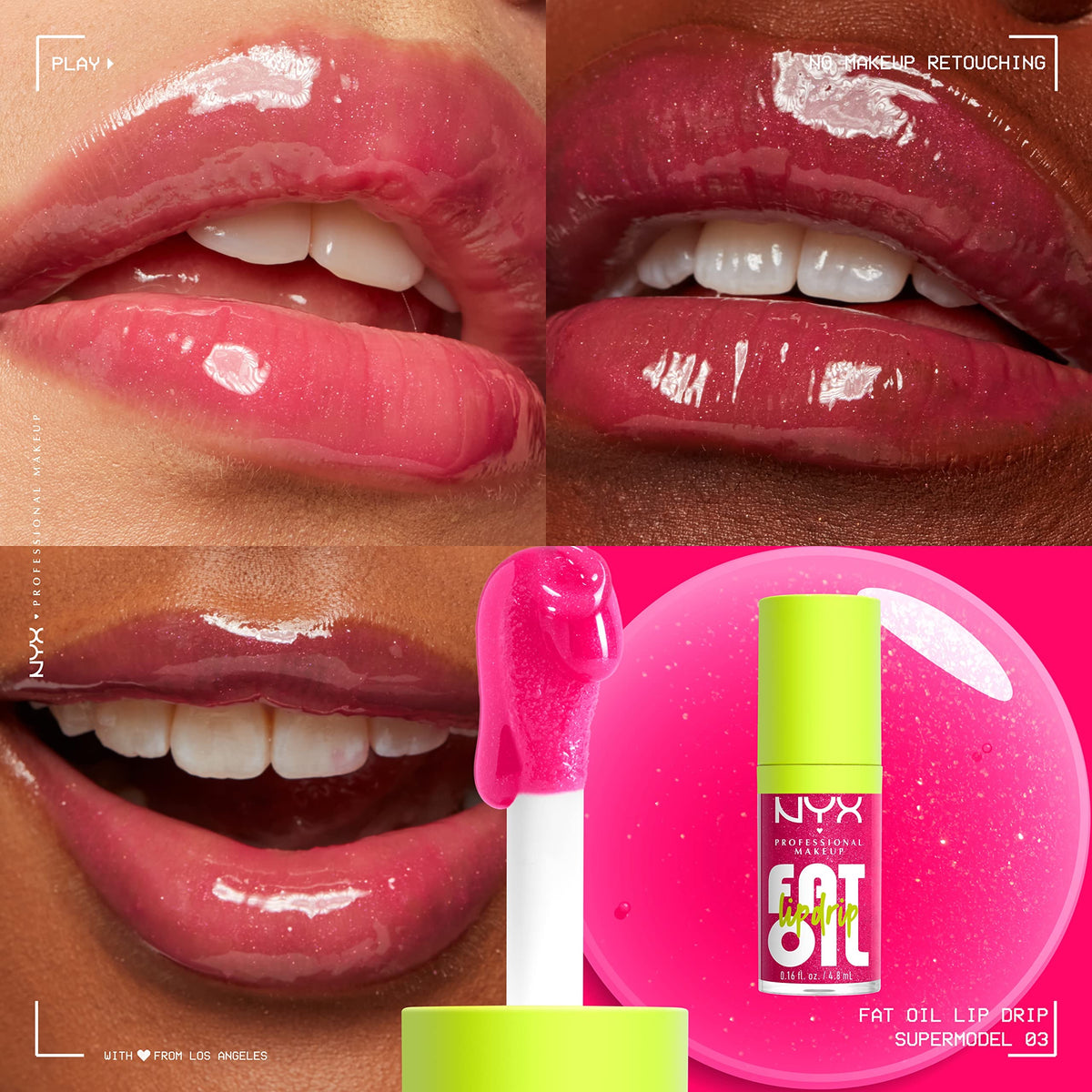 NYX Professional Makeup Fat Oil Lip Drip Lip Gloss - 0.16 fl oz- shade supermodel