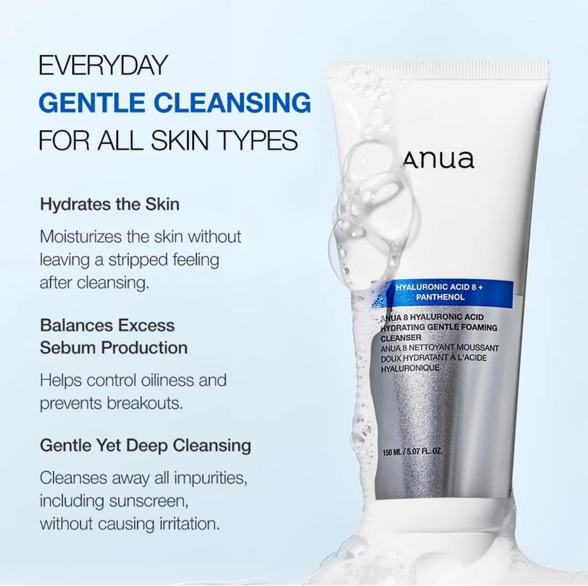 Anua - 8 Hyaluronic Acid Hydrating Gentle Foaming Wash 150ml