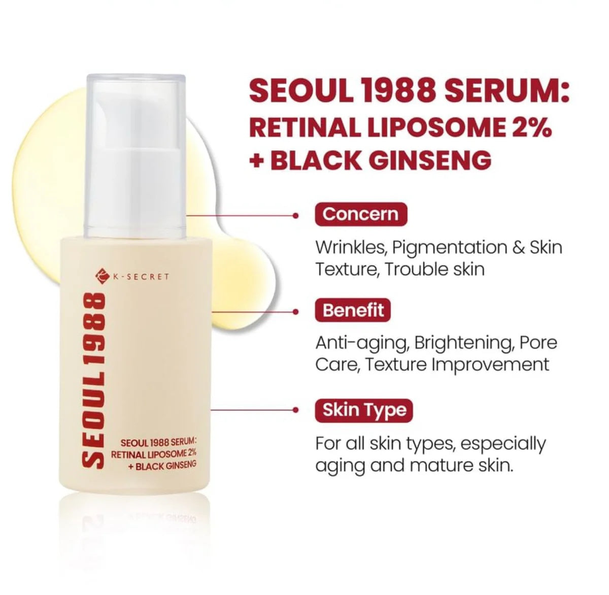 KSECRET SEOUL 1988 Serum : Retinal Liposome 2% + Black Ginseng [30ml]