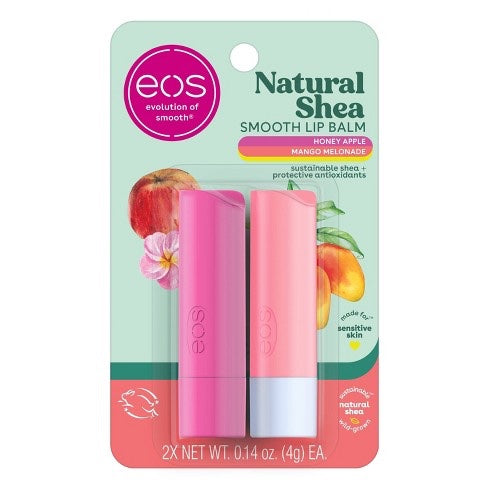 Eos Natural Shea Lip Balm Sticks - Mango Melonade &amp; Honey Apple - 0.28oz/2pk