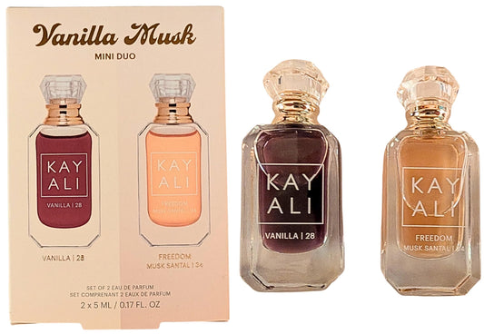 KAYALI Vanilla Musk Mini Duo Eau de Parfum Set - Vanilla 28 and Freedom Musk Santal 34, 2 x 5 ml