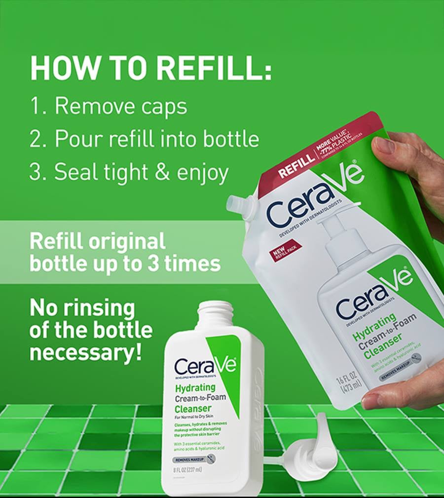 Cerave Hydrating Cream-to-Foam Cleanser Refill16fl oz