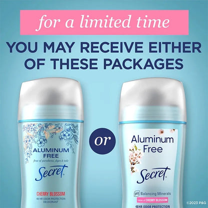 Aluminum Free Deodorant Cherry Blossom - Secret 2.4oz