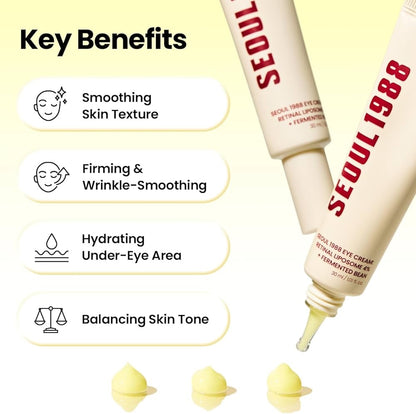 K-SECRET SEOUL 1988 Retinal Eye Cream – Formulated with Advanced Retinal Liposome 4% and Fermented Bean for Dark Circles and Fine Line Care | Korean Skincare, 30ml / 1.01 fl oz