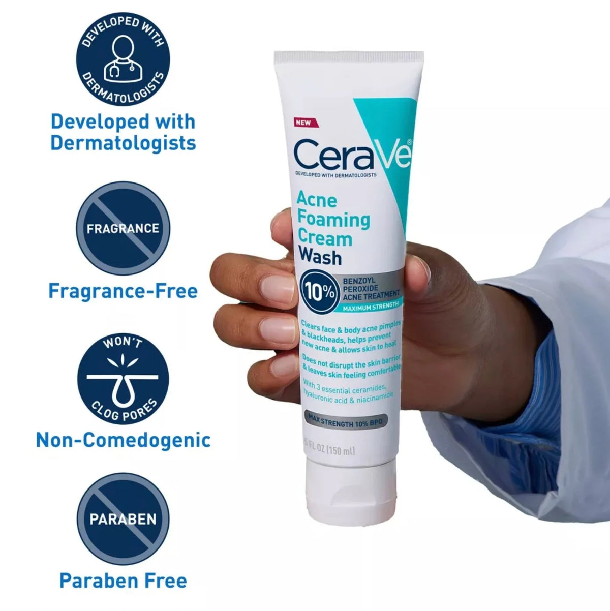 Cerave Acne Foaming Cream Cleanser 10 % benzoyl peroxide 150ml